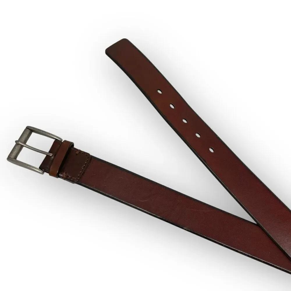 Roundtree & Yorke Brown Burnished Cowhide Leather Dress Belt Men's Size 54/135